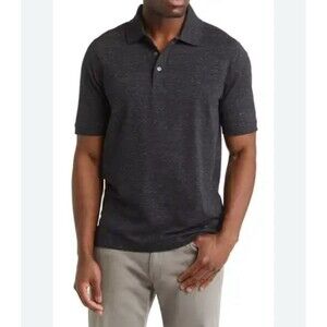 Nordstrom Polo Shirt Men's Size Large Gray Short Sleeve Collared Cotton Blend